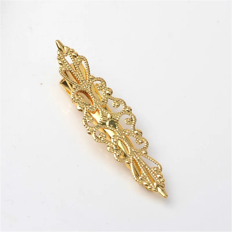 18k gold color 10 шт./лот, модные аксессуары для волос, Классическая шпилька для волос из сплава металлов, полый цветок, шпильки для девушек, студентов, заколка для волос, ювелирный аксессуар - Окраска металла: 18k gold color