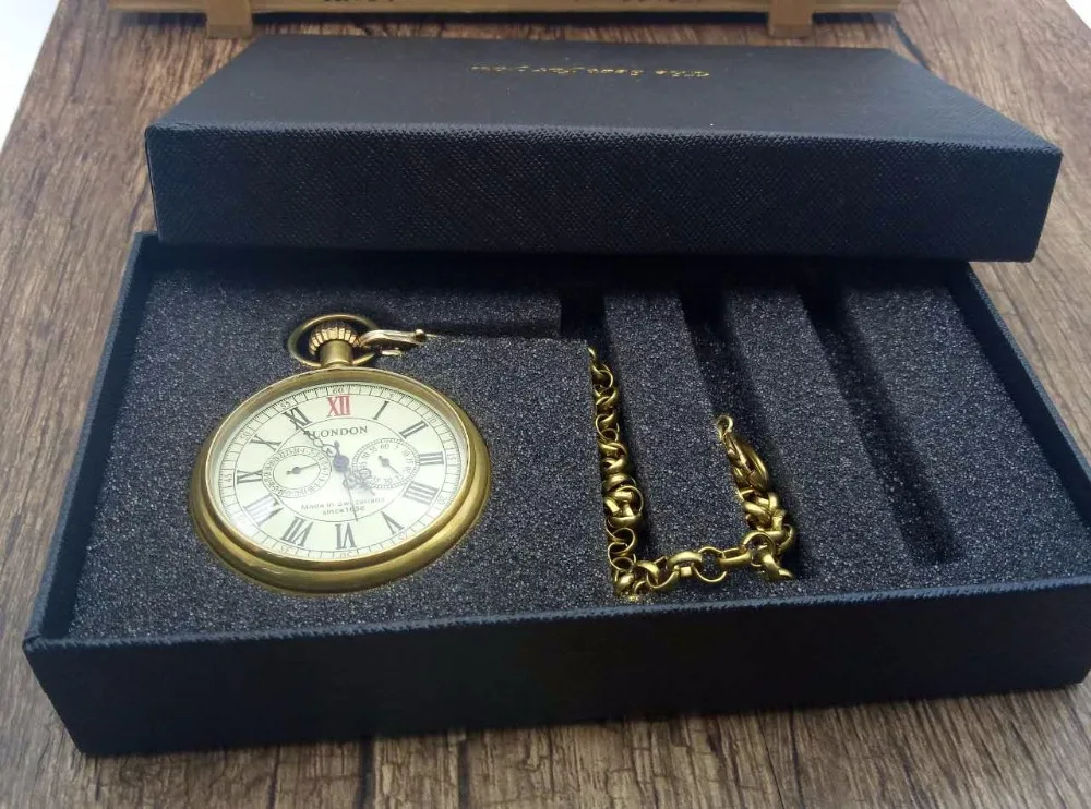 Мужские Механические карманные часы с 5-стрелочным медным чехлом автоподзаводом