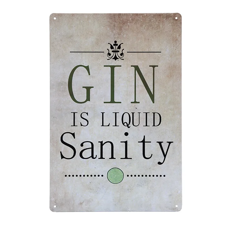Оловянный постер Gin Is Liquid Sanity винтажный Декор для дома бара паба кабинета ретро