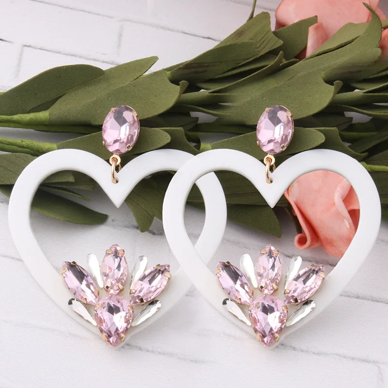 Swjyy Мода Смола серьги сердце большие Медь стеклянные brbrinco ухо