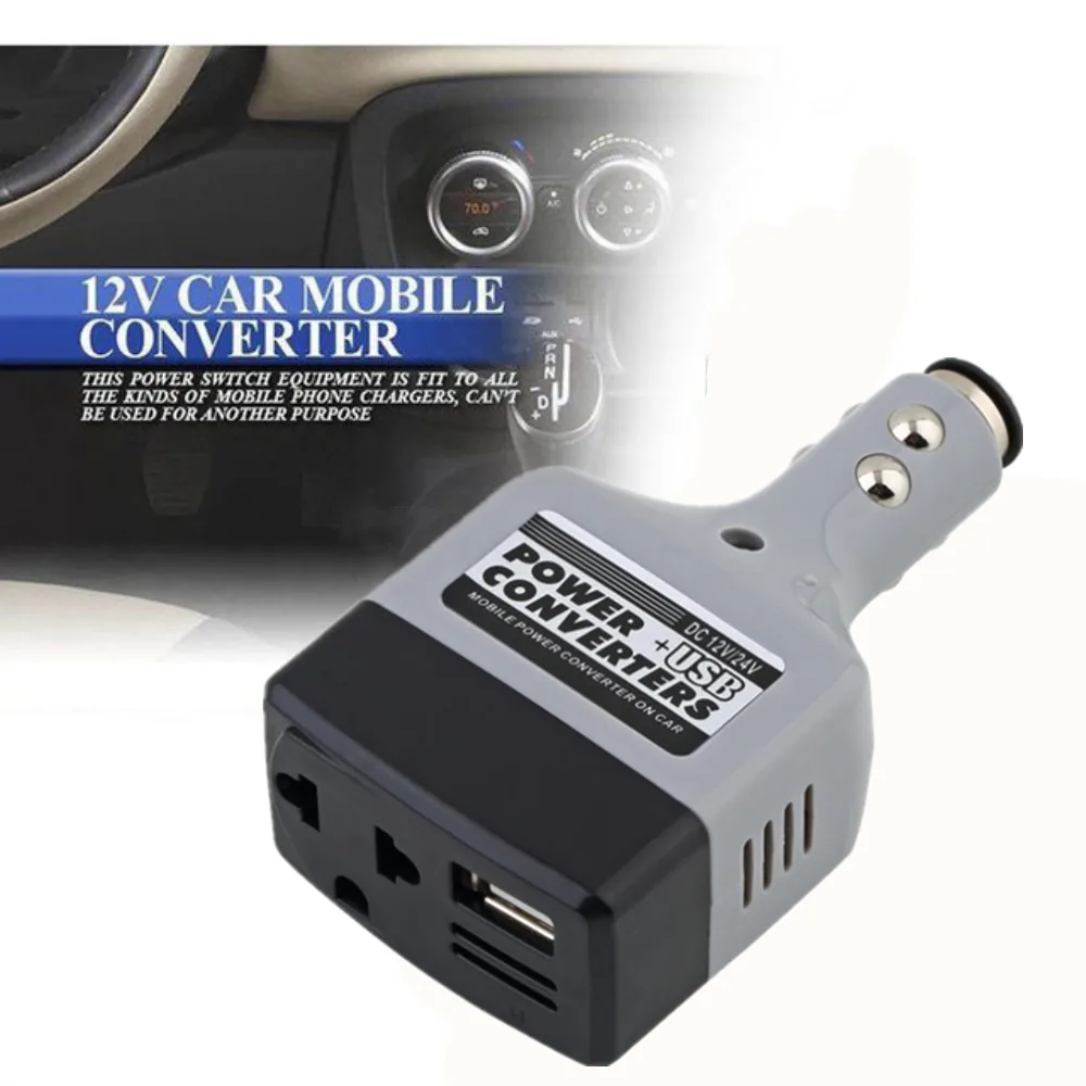 

Hot DC 12/24V to AC 220V USB 6V Car Mobile Power Inverter Adapter Auto Car Power Converter Charger Used