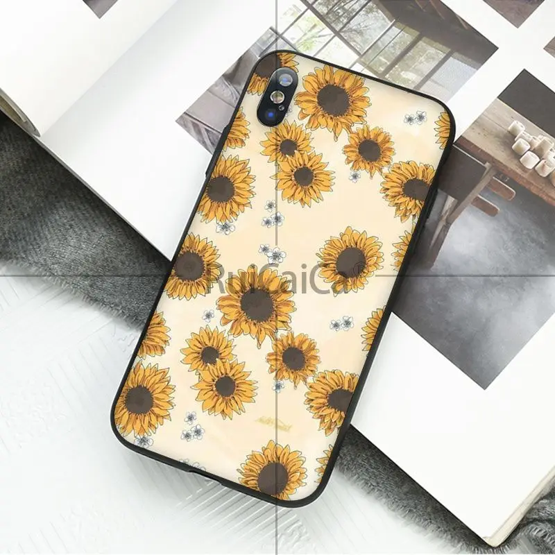 Ruicaica жёлтый Подсолнух Мягкий силиконовый чехол для телефона из ТПУ Apple iPhone 8 7 6 S Plus