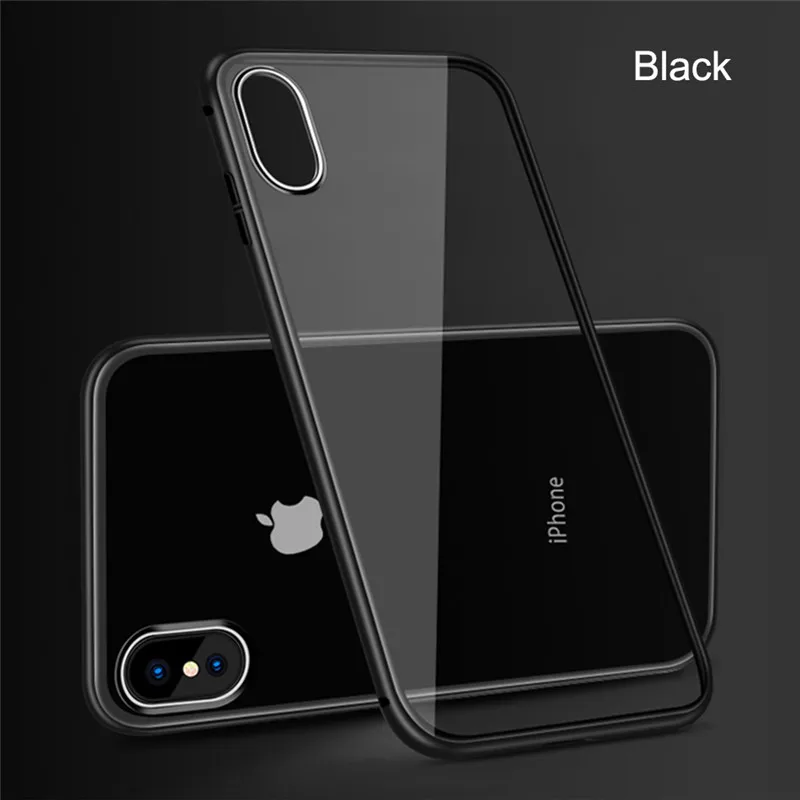 black-Clear back ChengKeAnQi ультра Магнитный чехол для телефона для iPhone X 6 7 8 Чехол 9H закаленное стекло крышка для iPhone X 8 7 6s Plus чехол в виде ракушки - Цвет: black-Clear back