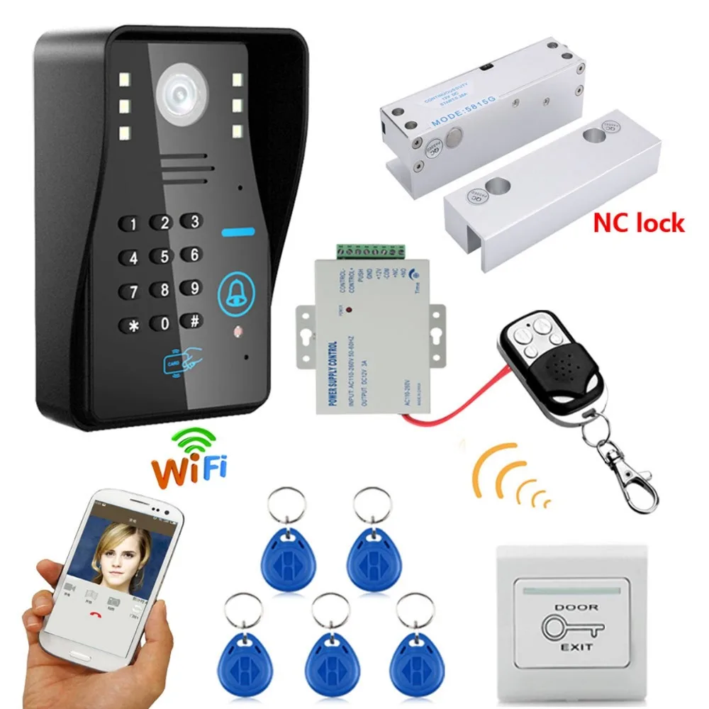 Домашний набор HD 720P беспроводной WIFI RFID пароль видео дверной звонок Домофон