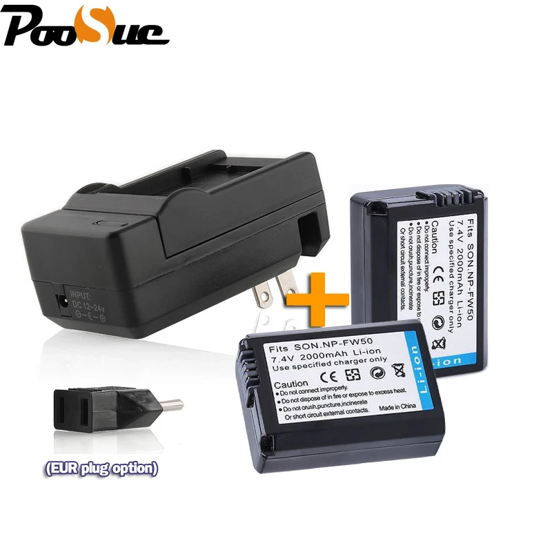 2 * NP FW50 для SONY батарея NP-FW50 батарея + зарядное устройство для Alpha 7R II NEX-5 NEX-7 A55 A3000 A5000 A5100 A6000 A6300