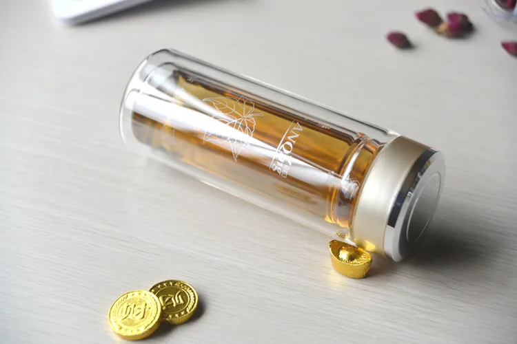 1 шт. новая бутылка для воды 320 мл двухслойная стеклянная прозрачная термостойкая