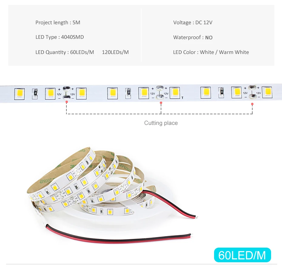 С регулируемой яркостью Светодиодные ленты 12V 4040 SMD Светодиодные ленты e 300 светодиодный 600 светодиодный сенсорный диммер переключатель 110 V-220 V 2A Питание для внутреннего Кухня светильник