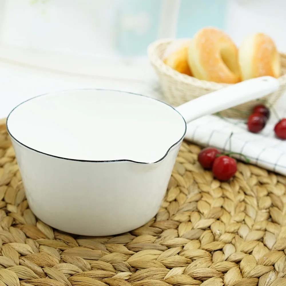 Эмалированный горшок с одной ручкой молочный для детского питания | Дом и сад