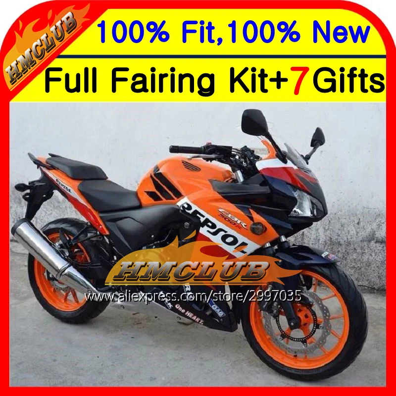 Красный корпус Repsol для HONDA Injection CBR500R 13-15 CBR500RR 12HM11 CBR 500R CBR500 R 13 14 15 2013 2014 2015 оранжевый