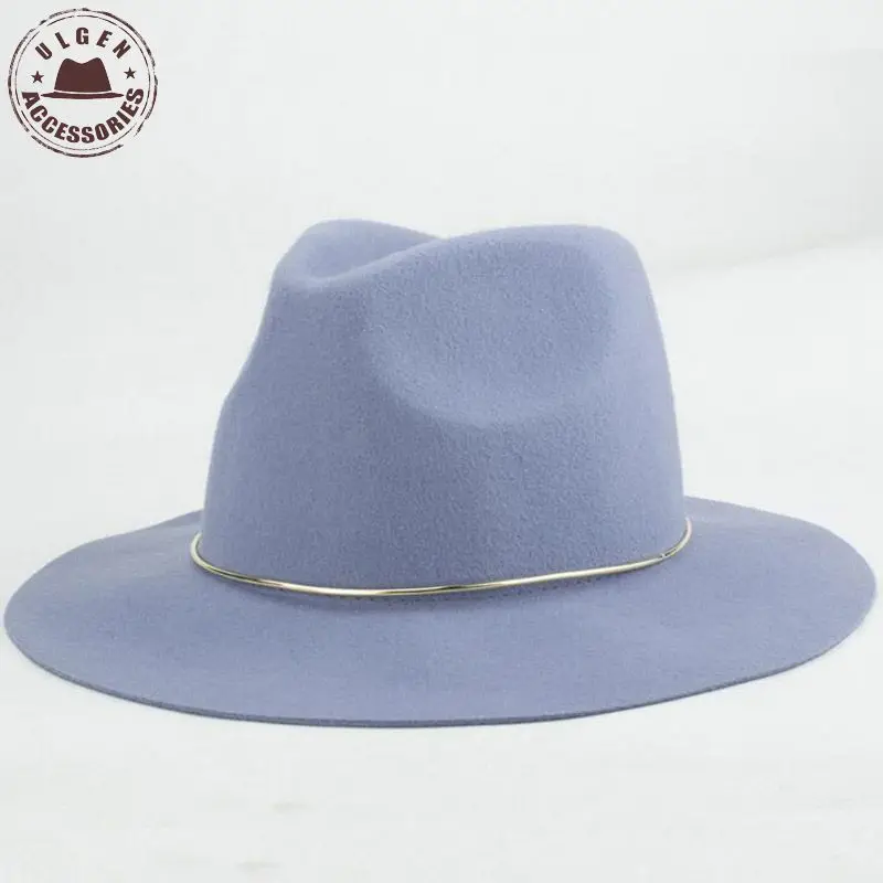 Новая модная женская шляпа fedora светильник цвет 100% шерсть широкие поля для женщин