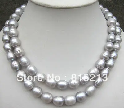 

N1254 11-13MM NATURAL SOUTH SEA GENUINE Gray BAROQUE PEARL NECKLACE AAA