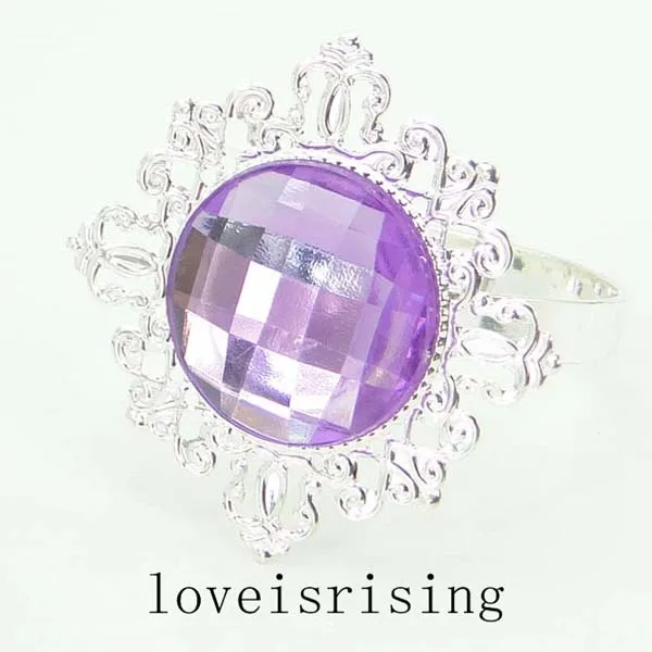 Lavender 21 Цвета Выбери сам- 12 шт./партия красивые сверкающие драгоценные камни Серебряная салфетка с покрытием кольца для свадебной вечеринки декор стола салфетка тканевые кольца - Цвет: Lavender