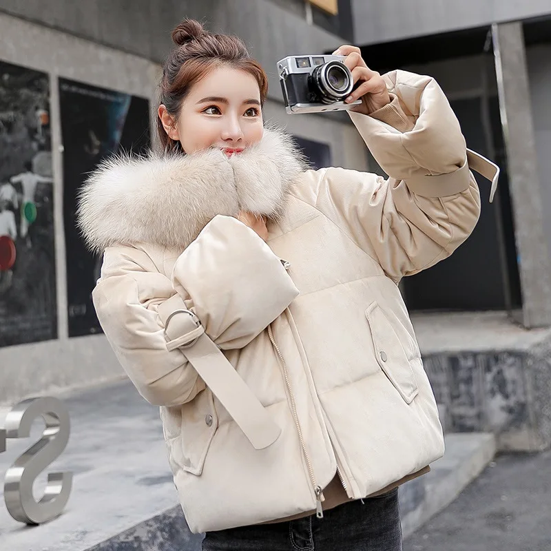 Новые зимние Для женщин Jaket модные теплые с длинными рукавами меховой воротник