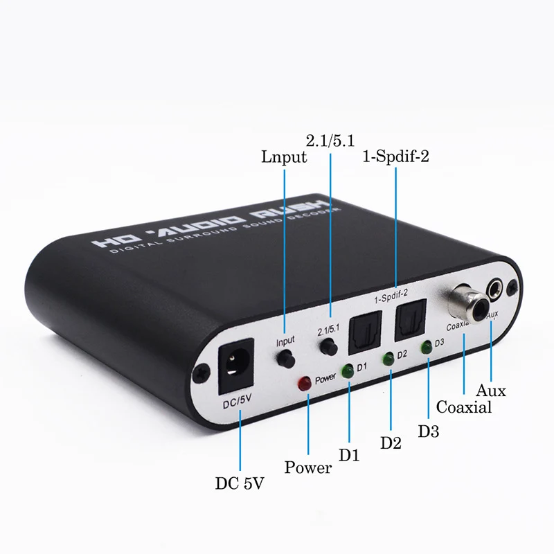 DTS AC3 5 1 CH SPDIF коаксиальный цифровой аудио DTS/AC-3 до аналоговый декодер