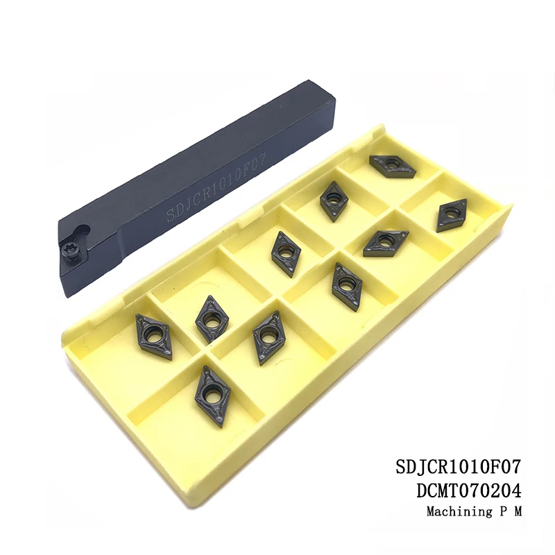 10 шт. высокое качество cnc лезвие DCMT070204 HMP NC3020 или PC9030 карбидные вставки+ 1 шт. SDJCR1010F07 резец для внутренней обточки держатель набор