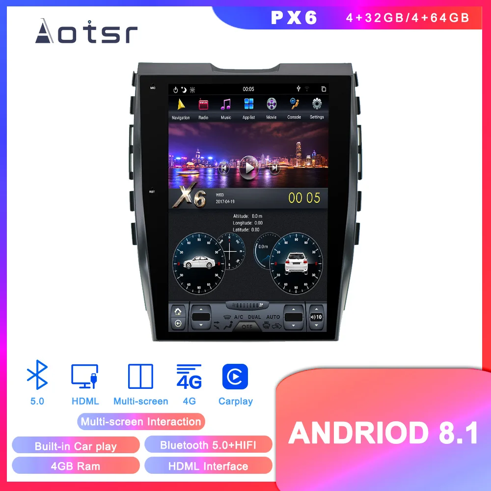 Мультимедийный плеер Tesla style Android 8 1 4 Гб + 64 ГБ DVD с GPS навигацией для Ford Edge 2015 2018