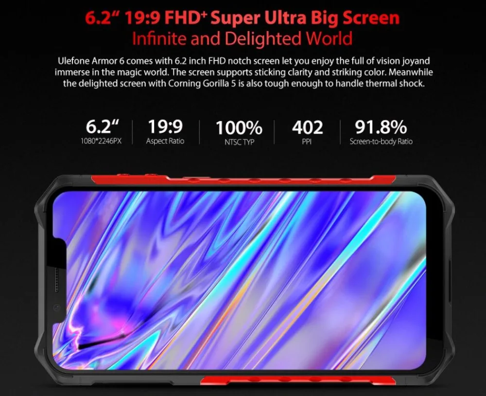 Ulefone Броня 6 GB + 128 ГБ 2 &quotFHD мобильный телефон HelIo P60 Восьмиядерный IP69K/IP68