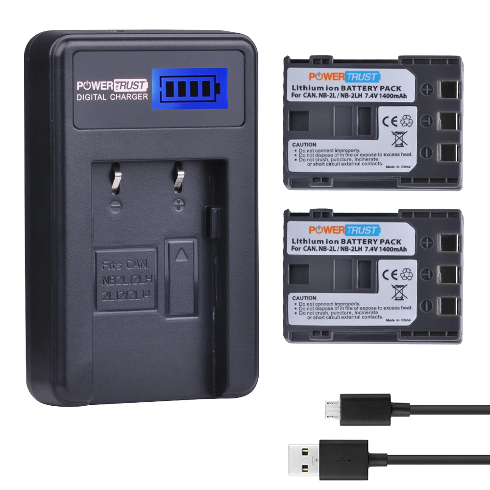 2 шт. 1400 мА/ч, NB-2L NB-2LH NB2L NB 2L Камера Батарея+ ЖК-дисплей USB Зарядное устройство для Canon 350D 400D G7 G9 S30 S40 z1 поцелуй N X Rebel XT XTi