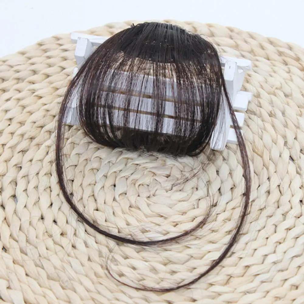 Dark brown 1 1 шт., накладные волосы на заколках, синтетические накладные челки, накладные волосы на заколках, мини парик, воздушные рожки, удлиненные челки - Цвет: Dark brown 1