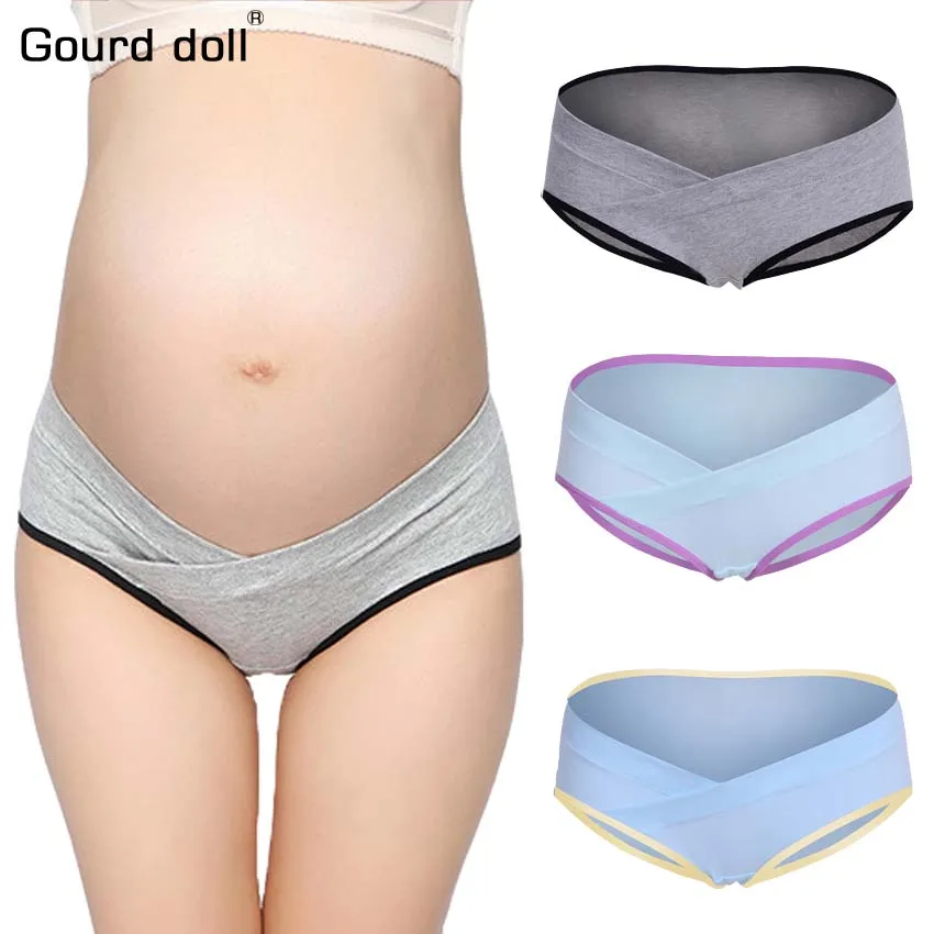 

gourd doll 3Pcs/Lot Cotton Maternity Underwear U-Shaped Low Waist Pregnancy Briefs For Pregnant women Plus size Panties Clothes