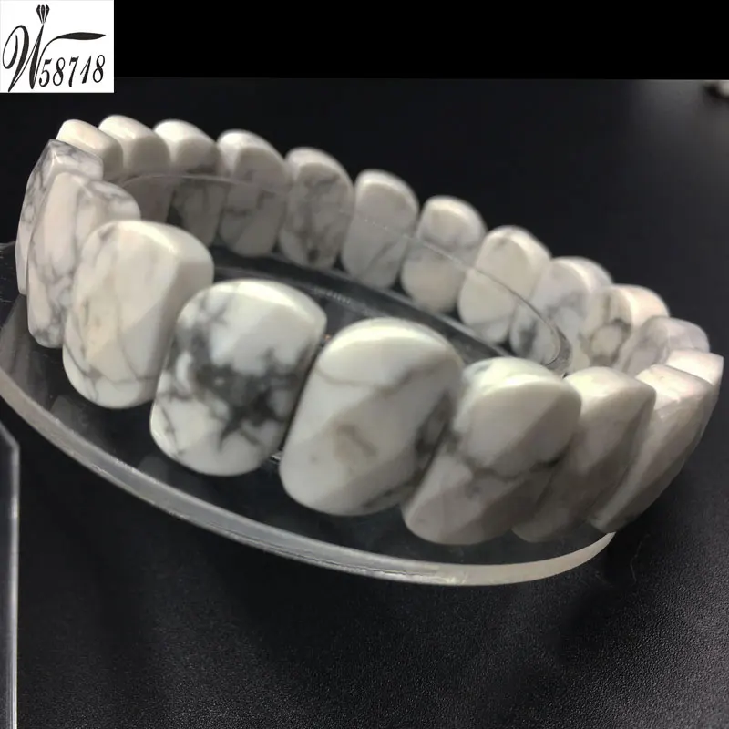 White Howlite G8517 Опал Jaspe кристалл золотой камень авантюрин унакит Howlite Flourite Сердолик художественные бусины стрейч браслет 71/" PWB639 - Окраска металла: White Howlite G8517