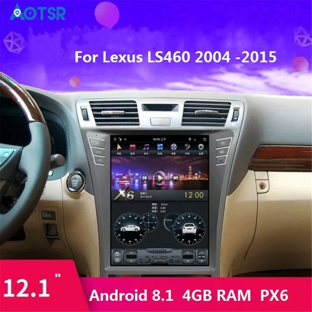 

Tesla Style android 9.0 4+64 Car Radio Vertical Screen For Lexus LS460 GPS Navi Recorder Headunit Multimedia buit-in carplay IPS