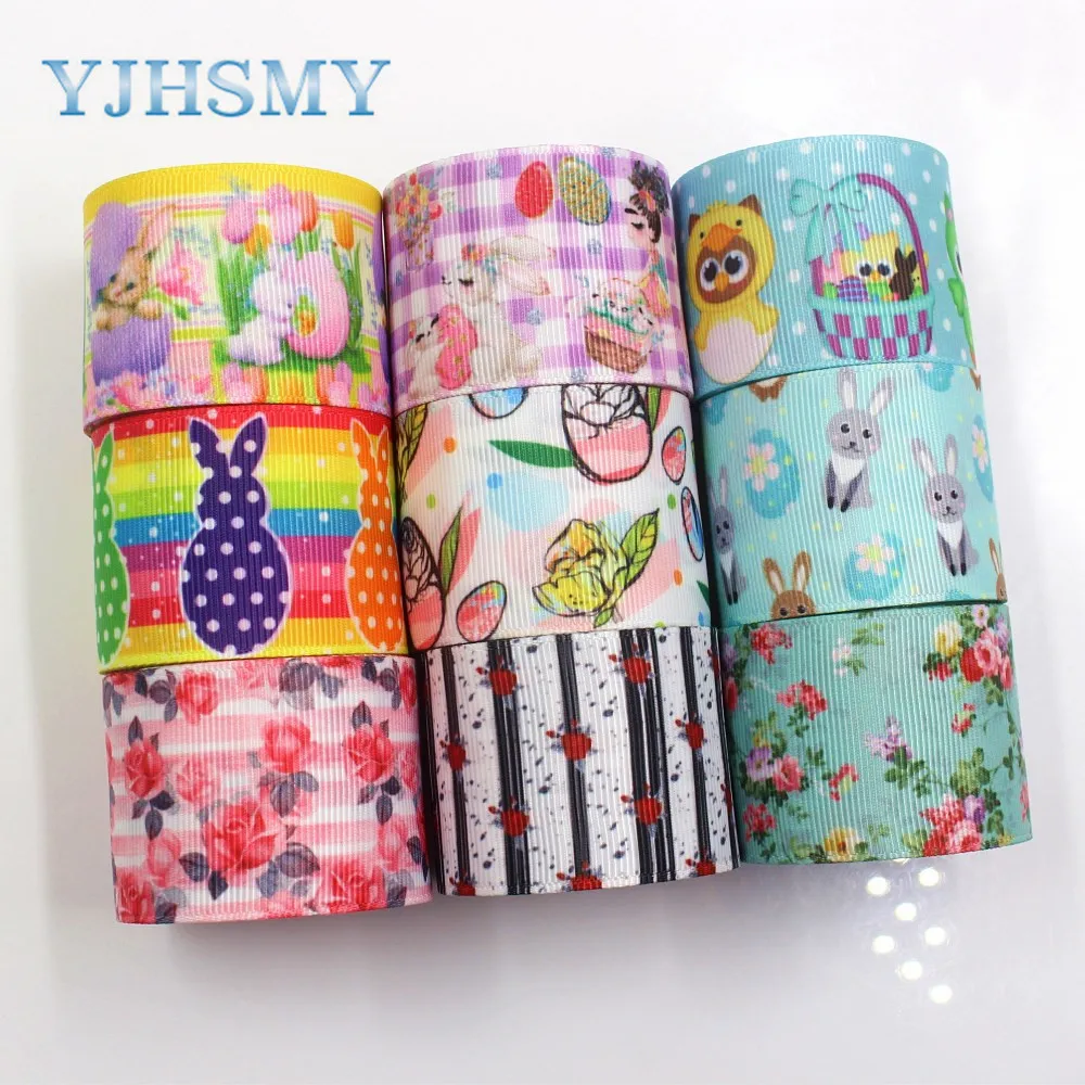 YJHSMY I 19112 328 38 мм 10 ярдов цветок мультфильм ленты термопечать grosgrain сделай сам