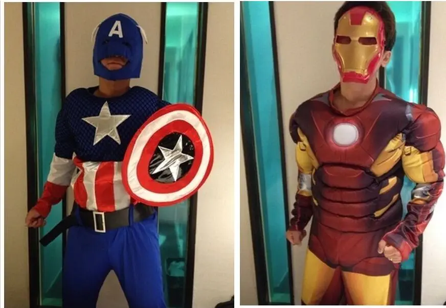 Железный человек Человек паук Супермен Капитан Америка косплей мускулы костюм