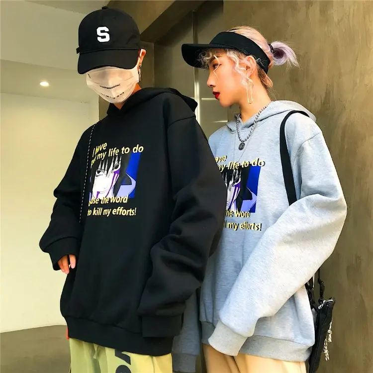 YouGeMan Harajuku уличная мода флисовая толстовка Для Женщин Толстовки корейский Ulzzang Отпечатано с длинным рукавом толстовки с капюшоном топы