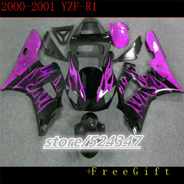 

Nn-Nn-Motorcycle bodywork for YZFR1 2000 2001 fairings YZF R1 YZF1000 purple flame body parts YZF 1000 00 01 aftermarket