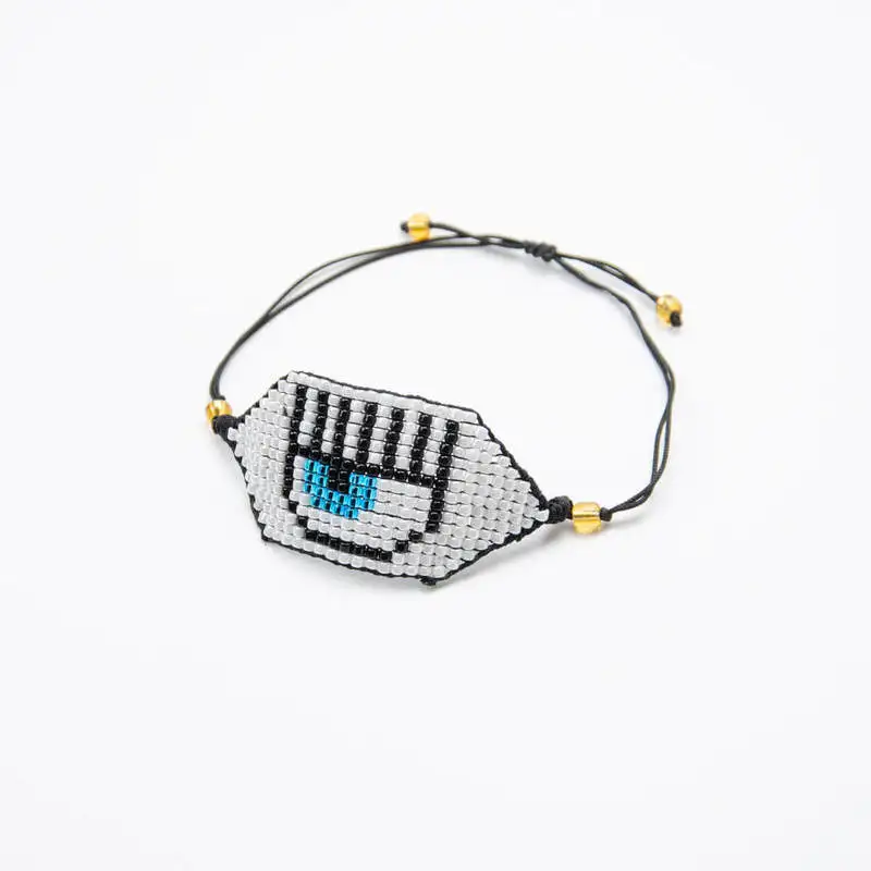 Женский браслет SHINUSBOHO Eye Bileklik Lucky Charm Jewelry Delicas Miyuki серебряный со стразами и