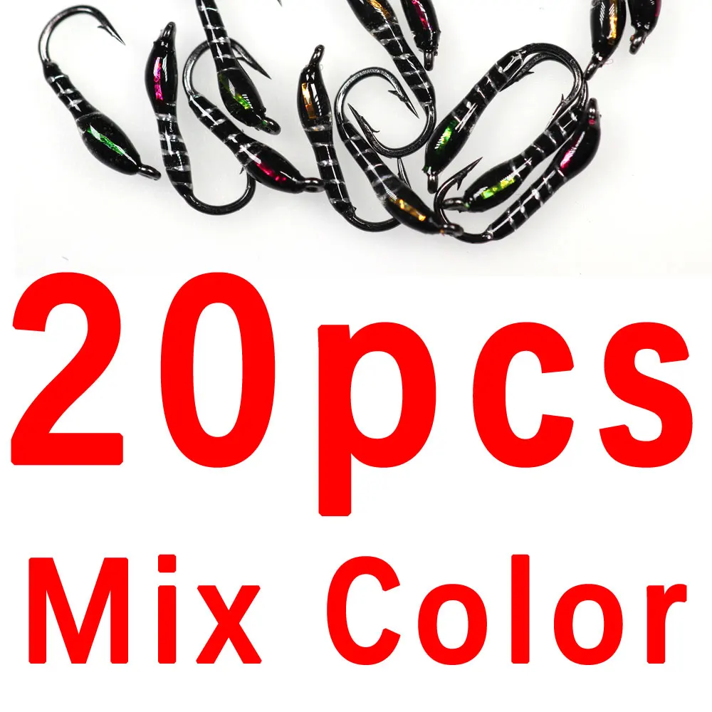20pcs in Bimoo 10 шт. 20 шт. 50 шт.#14 крюк зуммер муха Нимфа Мидж мухи для форели Нахлыстом Приманки - Цвет: 20pcs in