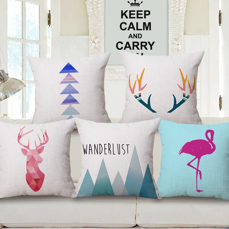 

Европейские цветные фламинго и олень с односторонней печатью, домашний декор, диванная подушка, чехол, наволочка