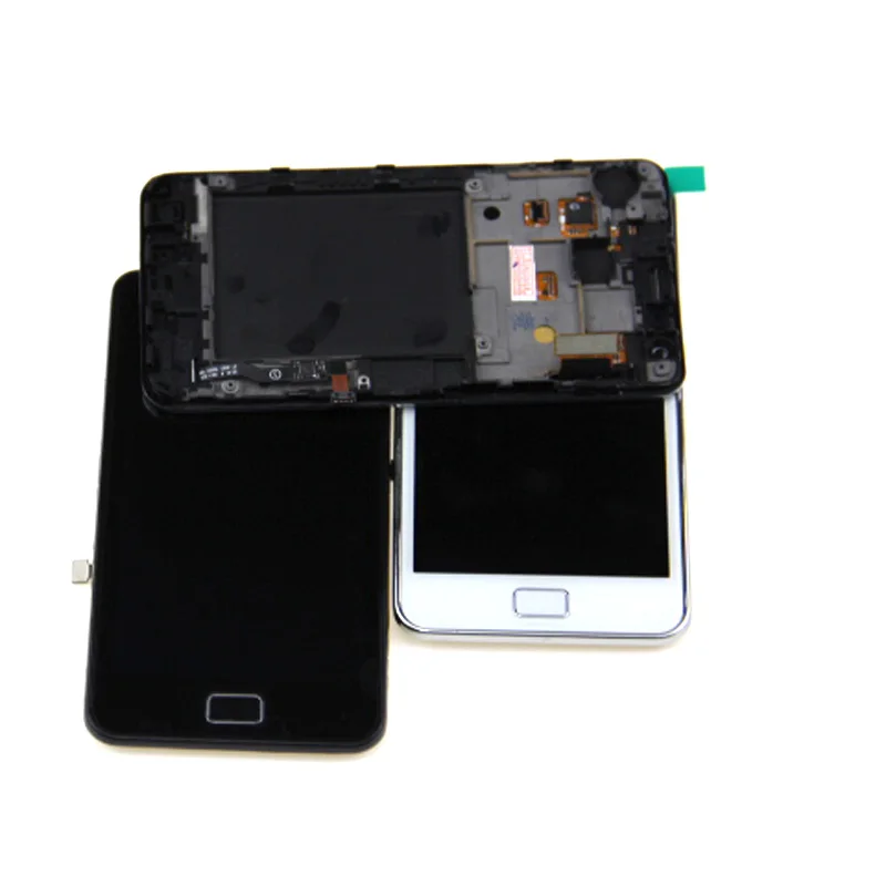 Для samsung Galaxy S2 i9100 ЖК-дисплей с сенсорный экран + каркасные Белый Бесплатная