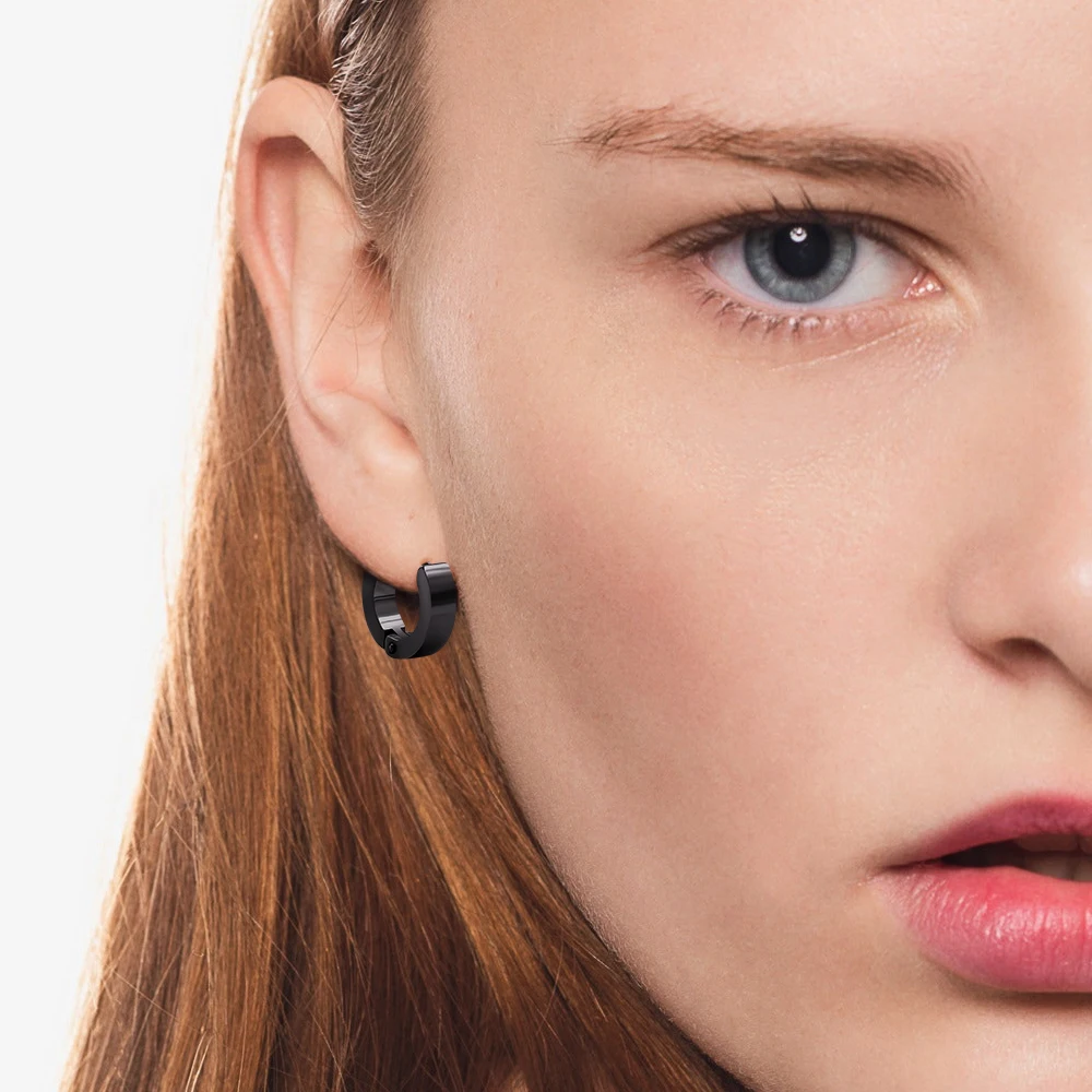 1 пара серебряные золотые черные панк-рок маленькие серьги-кольца из нержавеющей