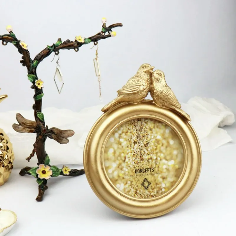 Креативная фоторамка в европейском ретро стиле маленькая из смолы с птицами