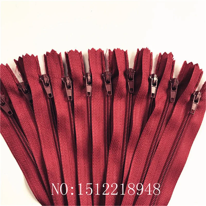 wine red 10-100 шт 3# закрытый конец нейлоновые катушки молнии портной Швейное Ремесло(22 дюйма) 55 см Crafter's& FGDQRS(20/цвет U PICK - Цвет: wine red