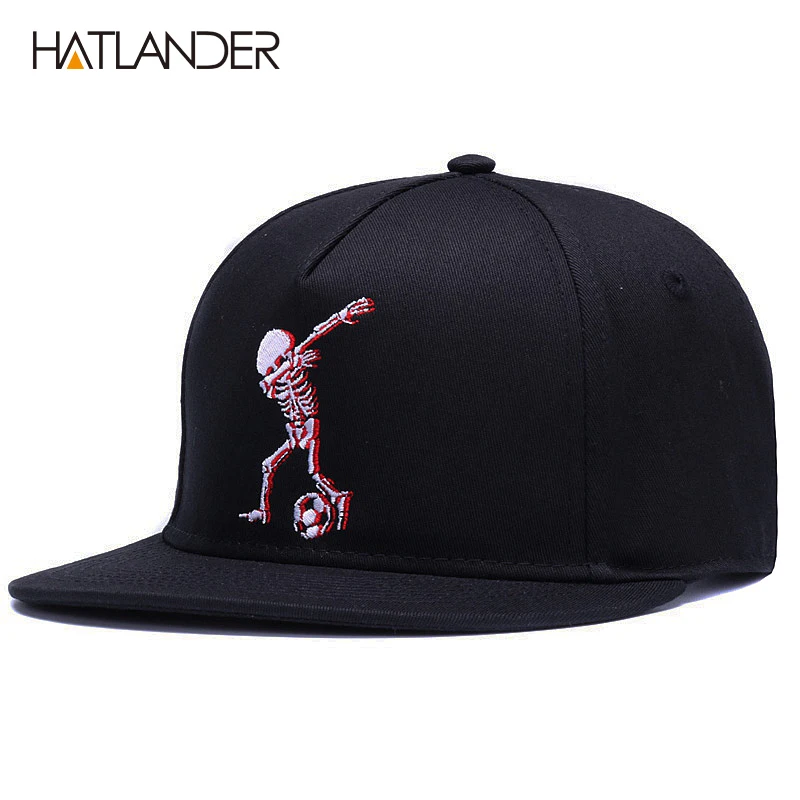 HATLANDER 5 панелей Хлопковые бейсболки бренд вышивка череп Хип-хоп кепки крутые Регулируемые спортивные шапки забавные черные бейсболки - Цвет: black