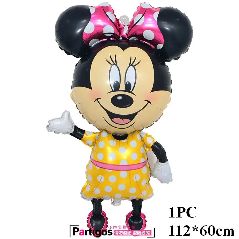 112cm yellow minnie 10 шт. с днем рождения Микки Минни Маус фольгированные шары 10 дюймов Wwave точка латексные шары украшения для детской вечеринки Globos детская игрушка - Цвет: 112cm yellow minnie