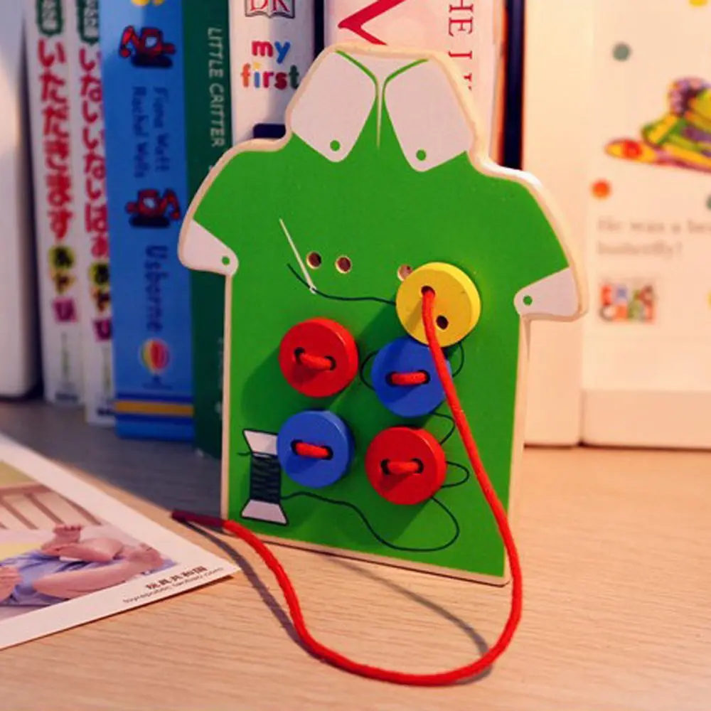 Детские развивающие игрушки Монтессори бусины доска для шнуровки деревянные