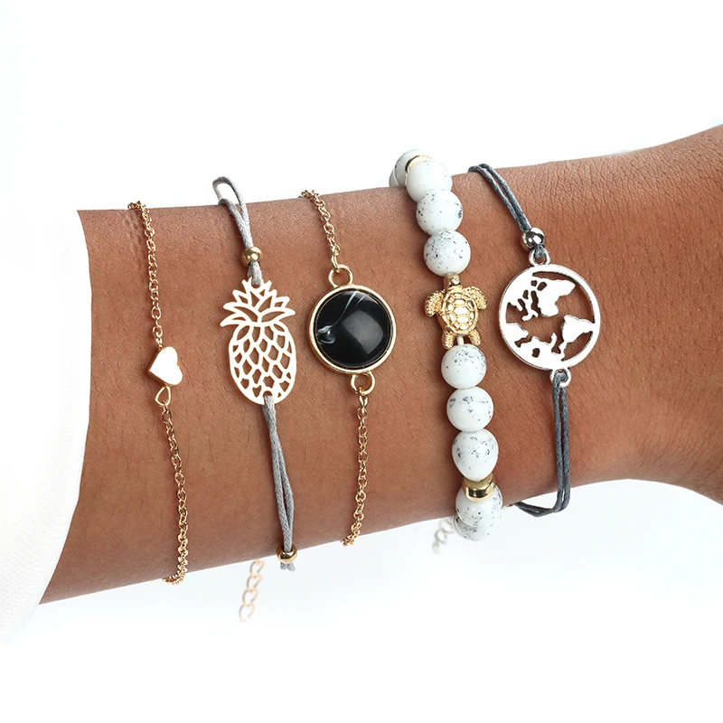 Женский браслет с бусинами летние повседневные богемные модные 5 слойные