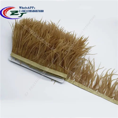 light brown Высокое качество, 5-10 метров, Фиолетовая лента из страуса, перьевые кромки, бахрома, DIY Одежда/Аксессуары для костюма - Цвет: light brown