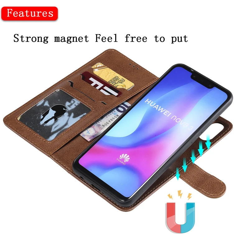 

Fashion Detachable 2 in 1 Leather Case Flip Wallet Phone Soft Cover Bags Skins Shell Coque Fundas for HUAWEI Nova 3 Honor 8C 8X