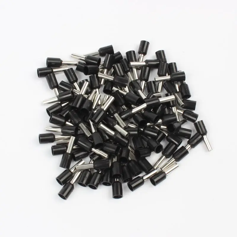 Black DIANQI E2508 трубки изолированные клеммы 2.5MM2 100 шт./упак. изолированный кабель провода разъем изоляционный обжимной клеммный Разъем E - Цвет: Black