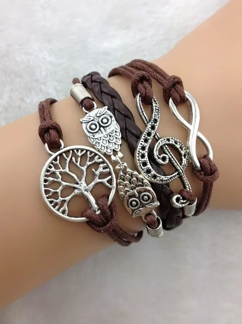 3pcs infinity handmade bracelet metal charm leather fashionable jewerlly and Bangles 1746 | Украшения и аксессуары