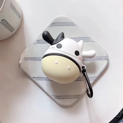 S-37 3D милый мультфильм животных корова брелок силиконовый чехол для Apple Airpods чехол Bluetooth наушники защитный Брелок «Обложка» - Цвет: S-37