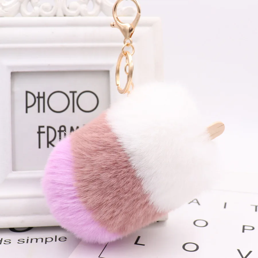 Новинка миниатюрный плюшевый брелок для мороженого с меховым шариком милая