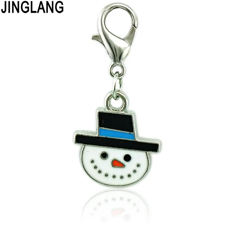 JINGLING рождественские украшения Омаров застежка Подвески шляпа из эмали снеговик