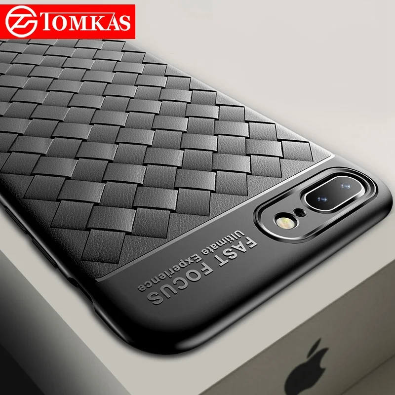 TOMKAS Grid Weaving Slim Case For iPhone 6S 8 7 Plus X Cover Cases Silicon TPU Luxury Phone Coque 6 |