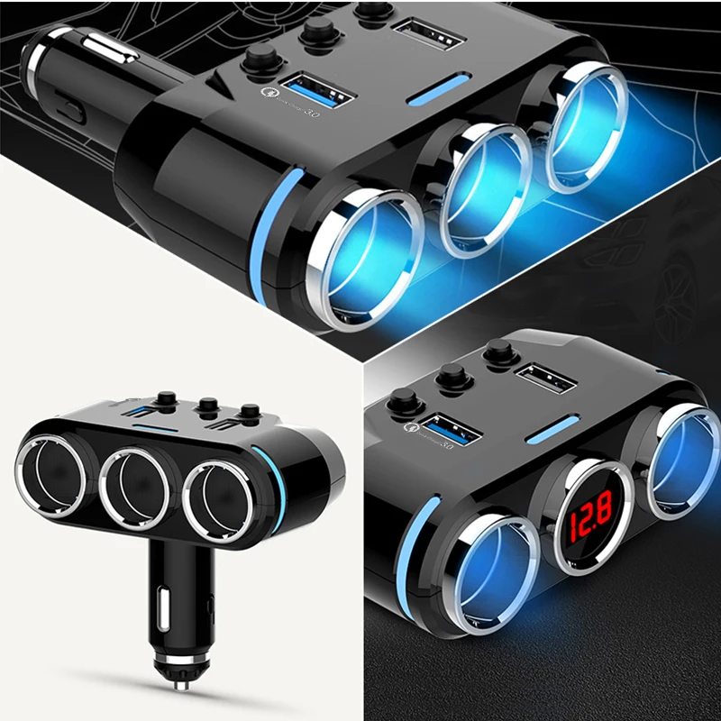 Автомобильный прикуриватель Быстрая зарядка 3 0 USB Быстрый Разветвитель 12 В